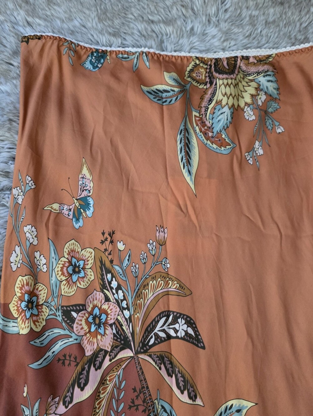 Free People X Spell Mojave Lily Bias Skirt Amber Brown Burnt Orange Size Large - Picture 5 of 12
